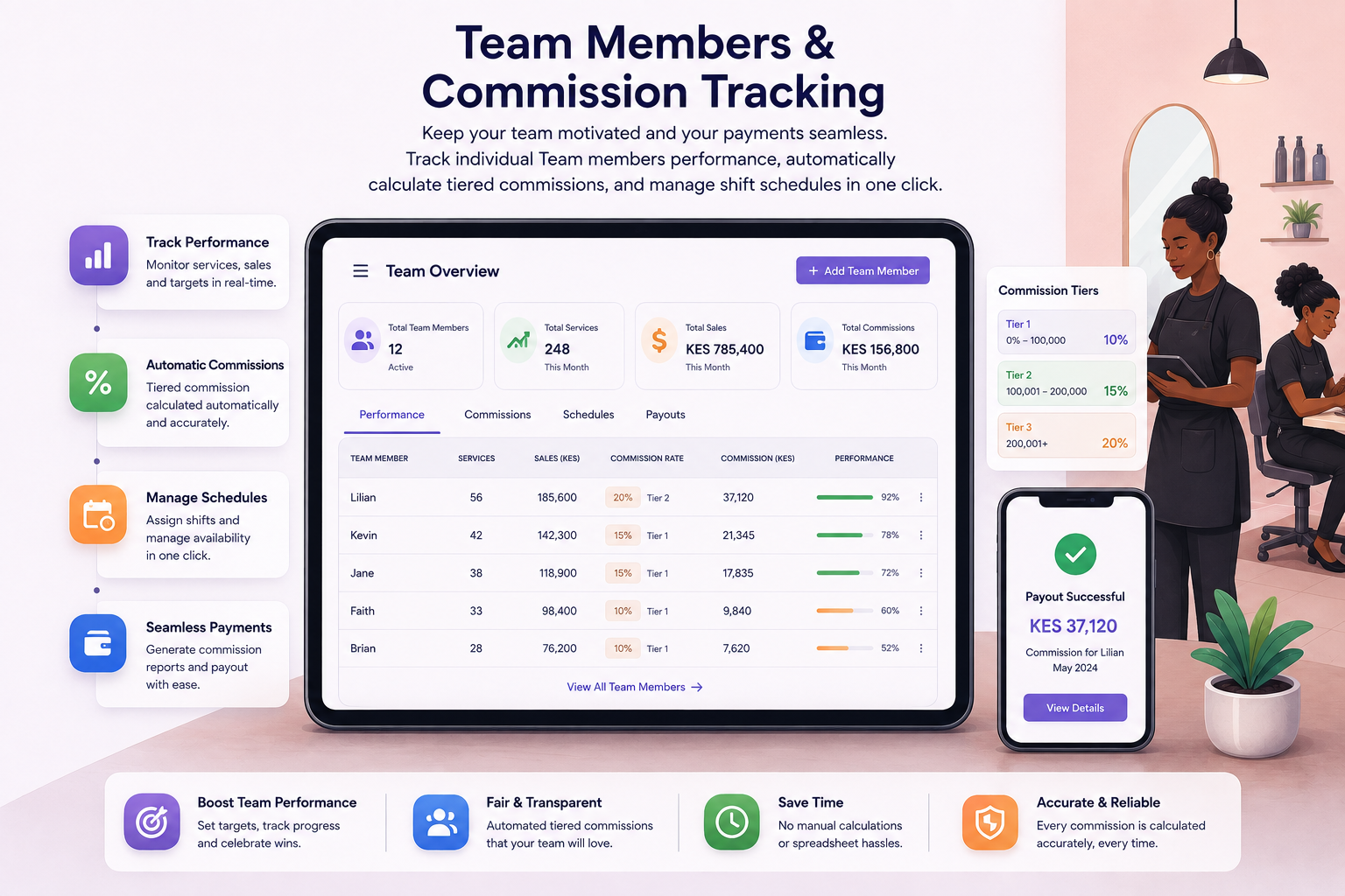 Team Members & Commission Tracking